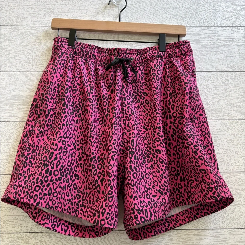 AMIRI Pink Leopard Print Swim Trunks Shorts, Size Large - Picture 13 of 13
